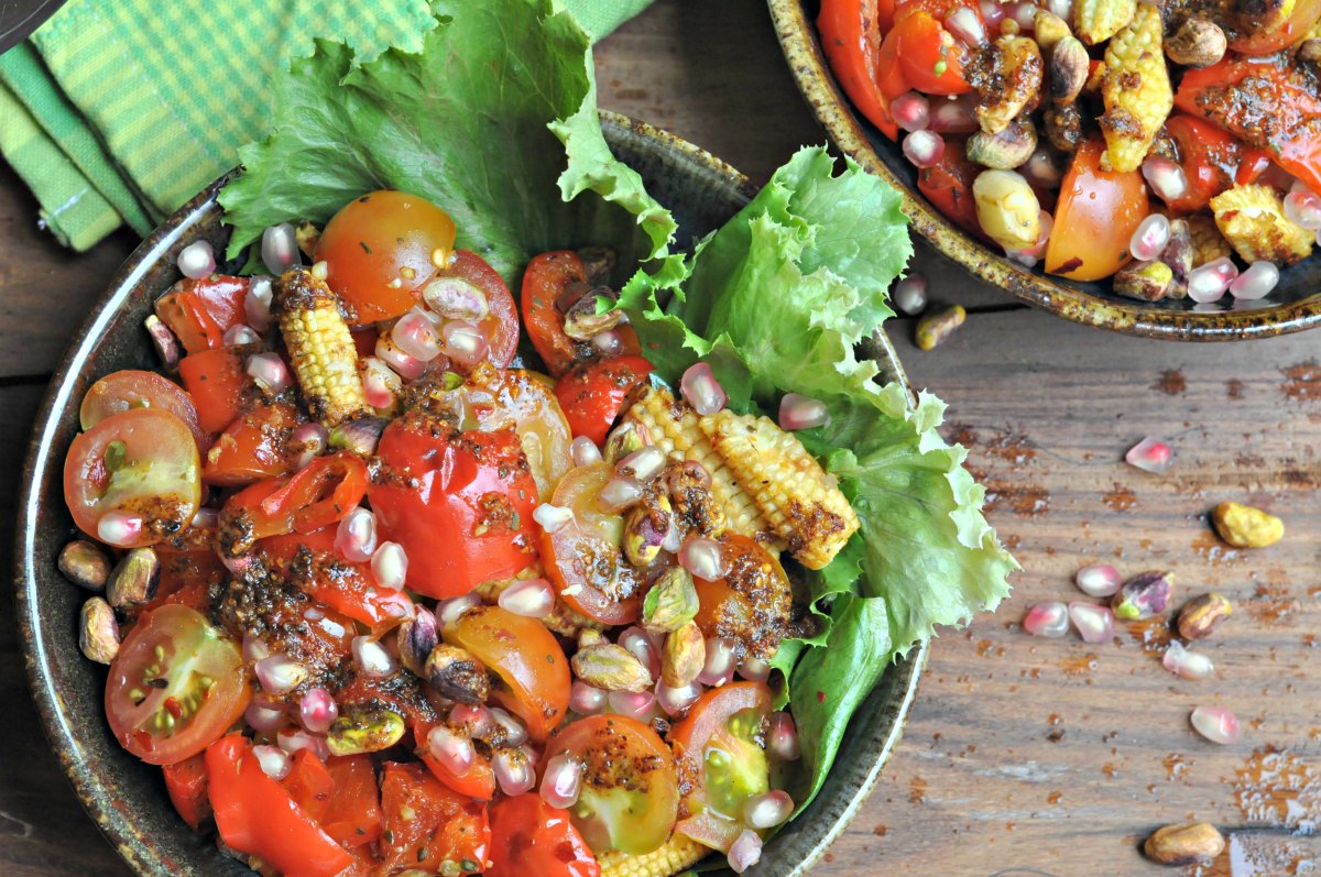 Roasted Bell Pepper Salad with a Podi Spiced Dressing Sinamon Tales