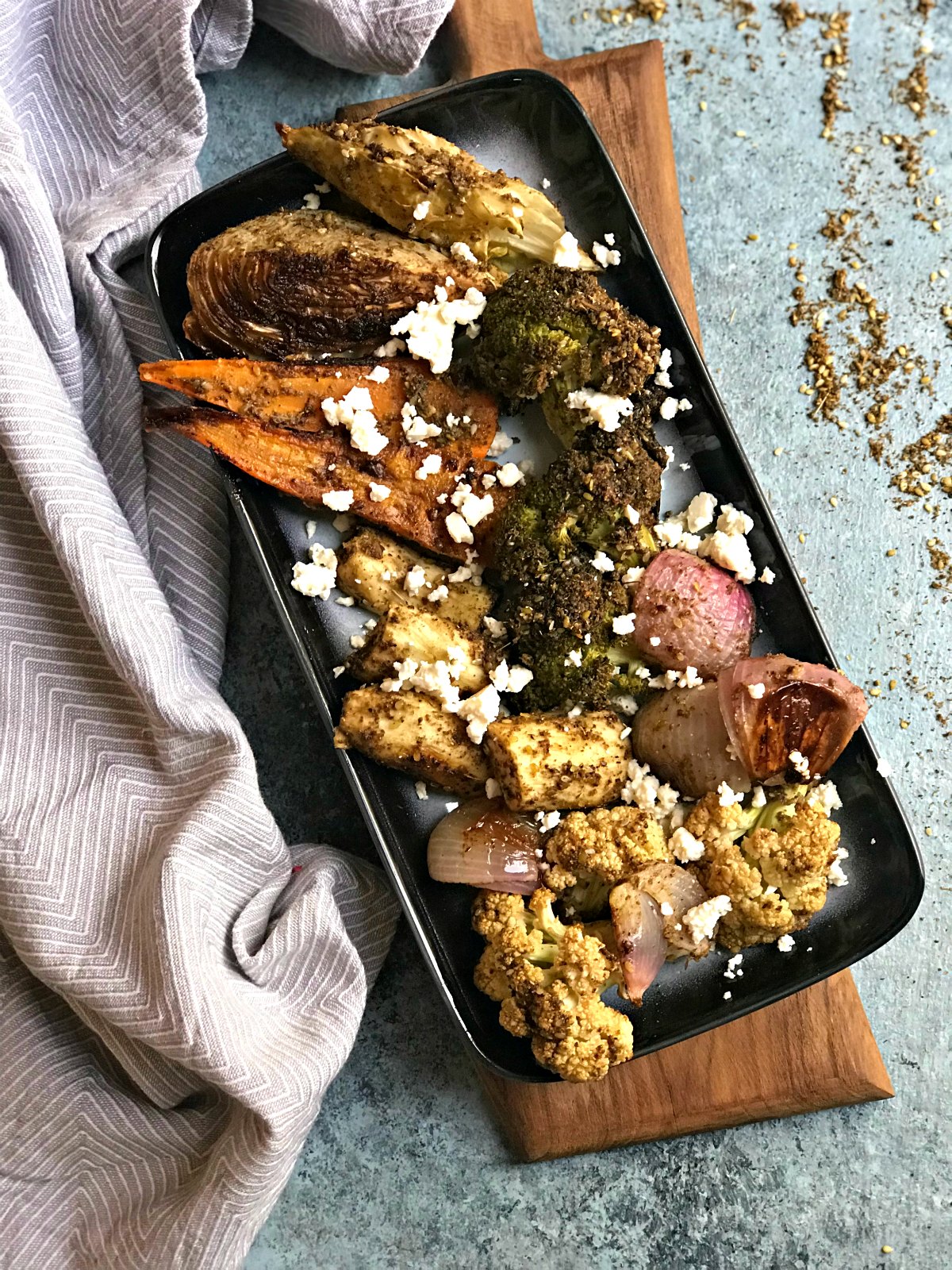 Zaatar Roasted Vegetables with Feta Cheese Sinamon Tales